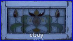 Large Victorian Old English Leaded Stained Glass Transom Window 36 X 14.25