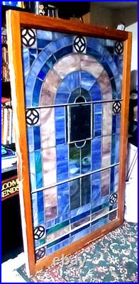 Large Vintage Leaded Stained Glass Church Window (5'1 By 3 Feet)