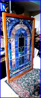 Large Vintage Leaded Stained Glass Church Window (5'1 By 3 Feet)