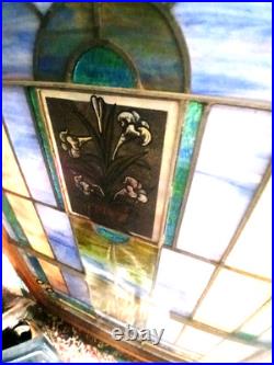 Large Vintage Leaded Stained Glass Church Window (5'1 By 3 Feet)