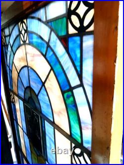 Large Vintage Leaded Stained Glass Church Window (5'1 By 3 Feet)
