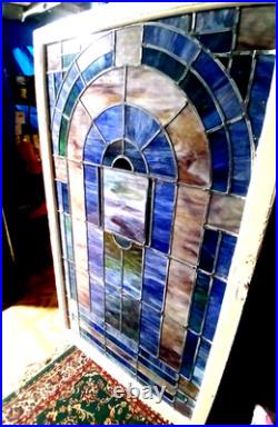 Large Vintage Leaded Stained Glass Church Window (5'1 By 3 Feet)