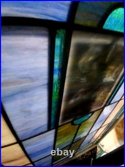 Large Vintage Leaded Stained Glass Church Window (5'1 By 3 Feet)