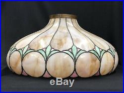 Large c. 1920s Slumped Slag Glass Leaded Glass Electric Hanging Lamp Shade NR EX