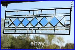 Large stained glass transom, window hanging, sidelight, 30x10.25- 76X26cm -USA