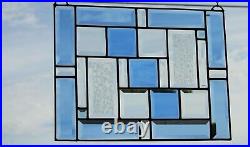 Leaded- Blue Bevels Stained Glass Window PanelBeveled -17 1/8 x 13 1/8HMD-US