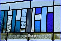 Leaded Geometric Stained Glass Panel Bevels 40 5/8 x 10. 5 103x26cm