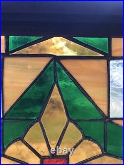 Leaded Stained Glass Window Frame Panel 16 5/8 X 13 5/8 With Hooks