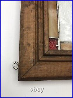 Leaded Stained Glass Window Frame Panel 16 5/8 X 13 5/8 With Hooks