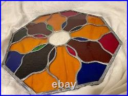 Leaded Stained Glass Window Hanging Mandala Flower Colorful Octagon 18x18