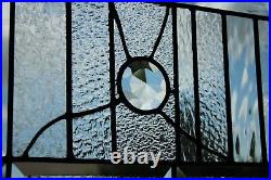 Leaded clear, jewels, beveld stained glass transom, sidelight xl 36 1/2x10 3/8