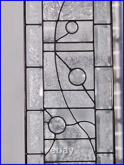 Leaded clear, jewels, beveld stained glass transom, sidelight xl 36 1/2x10 3/8