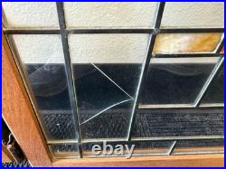 Lot of 2 Antique Oak Leaded Glass Cabinet Doors Stained Glass Windows