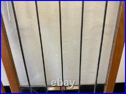 Lot of 2 Antique Oak Leaded Glass Cabinet Doors Stained Glass Windows