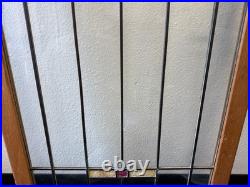 Lot of 2 Antique Oak Leaded Glass Cabinet Doors Stained Glass Windows