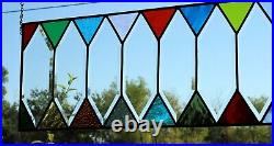 Lucky 7 old world style stained glass panel with multiple colors 30 ¼ x12 1/2