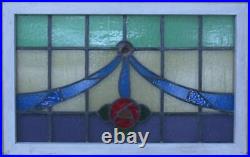 MACKINTOSH ROSE ENGLISH LEADED STAINED GLASS TRANSOM WINDOW 31 1/2 x 19 3/4