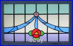 MACKINTOSH ROSE ENGLISH LEADED STAINED GLASS TRANSOM WINDOW 31 1/2 x 19 3/4