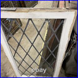 MAR 4-24 antique leaded glass diamond window 22.5 x 41.25