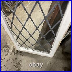 MAR 4-24 antique leaded glass diamond window 22.5 x 41.25