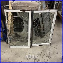 MAR 4-24 two AV price each antique leaded glass Transom Window 23.25 x 43.5