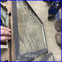 MAR 4-24 two AV price each antique leaded glass Transom Window 23.25 x 43.5