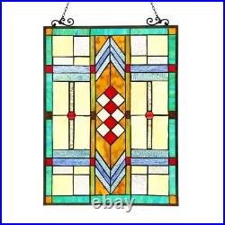 MATHIAS Tiffany-Style Stained Glass Window Panel 17.5 x 25