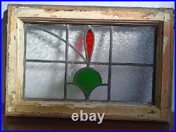 MIDSIZE OLD ENGLISH LEADED STAINED GLASS WINDOW Abstract Floral