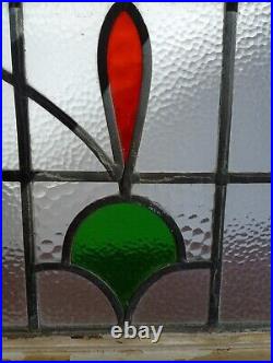 MIDSIZE OLD ENGLISH LEADED STAINED GLASS WINDOW Abstract Floral