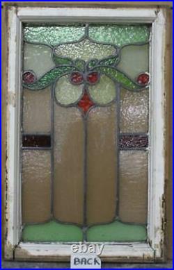 MIDSIZE OLD ENGLISH LEADED STAINED GLASS WINDOW Abstract Floral 16.5 x 25.5