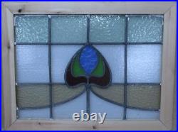 MIDSIZE OLD ENGLISH LEADED STAINED GLASS WINDOW Abstract Floral 24 x 18.25