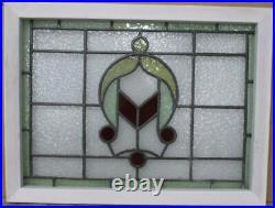 MIDSIZE OLD ENGLISH LEADED STAINED GLASS WINDOW Abstract Geometric 26 x 19.5