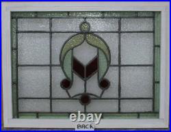 MIDSIZE OLD ENGLISH LEADED STAINED GLASS WINDOW Abstract Geometric 26 x 19.5