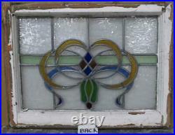 MIDSIZE OLD ENGLISH LEADED STAINED GLASS WINDOW Beautiful Bow 24.5 x 18.75
