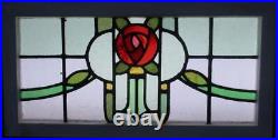 MIDSIZE OLD ENGLISH LEADED STAINED GLASS WINDOW Beautiful Floral 27.75 x 14