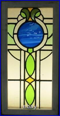 MIDSIZE OLD ENGLISH LEADED STAINED GLASS WINDOW Beautiful Geometric 14 x 28