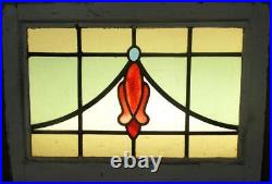 MIDSIZE OLD ENGLISH LEADED STAINED GLASS WINDOW Cute Abstract 23.75 x 16.5