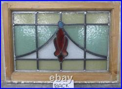 MIDSIZE OLD ENGLISH LEADED STAINED GLASS WINDOW Cute Abstract 23.75 x 16.5