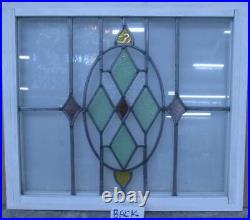 MIDSIZE OLD ENGLISH LEADED STAINED GLASS WINDOW Cute Diamonds 23.5 x 20.5