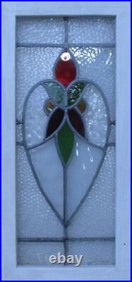 MIDSIZE OLD ENGLISH LEADED STAINED GLASS WINDOW Cute Floral 12.75 x 28.25