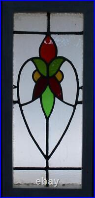 MIDSIZE OLD ENGLISH LEADED STAINED GLASS WINDOW Cute Floral 12.75 x 28.25