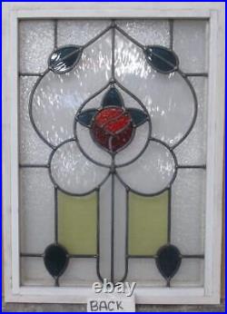 MIDSIZE OLD ENGLISH LEADED STAINED GLASS WINDOW Cute Floral 19 x 26