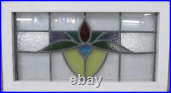 MIDSIZE OLD ENGLISH LEADED STAINED GLASS WINDOW Cute Floral 23.75 x 13