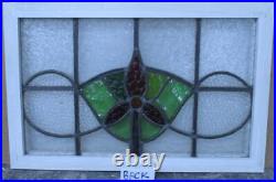 MIDSIZE OLD ENGLISH LEADED STAINED GLASS WINDOW Cute Floral 25 x 16