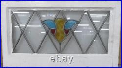 MIDSIZE OLD ENGLISH LEADED STAINED GLASS WINDOW Cute Geometric 24.75 x 14