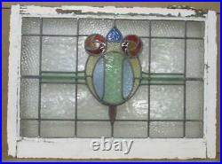 MIDSIZE OLD ENGLISH LEADED STAINED GLASS WINDOW Double Rose Design 29.5 x 21.5