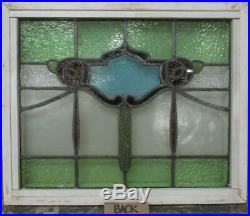 MIDSIZE OLD ENGLISH LEADED STAINED GLASS WINDOW Floral Swag & Drops 23 x 19