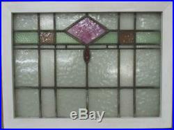 MIDSIZE OLD ENGLISH LEADED STAINED GLASS WINDOW Geometric Band 28.25 x 21.5