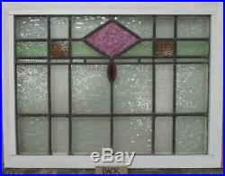 MIDSIZE OLD ENGLISH LEADED STAINED GLASS WINDOW Geometric Band 28.25 x 21.5