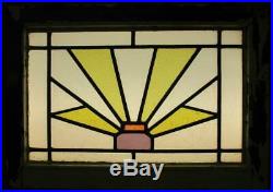 MIDSIZE OLD ENGLISH LEADED STAINED GLASS WINDOW Geometric Burst 22.75 x 16
